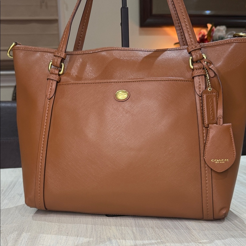 Coach Tan Leather Tote/Crossbody Bag - Picture 2 of 14